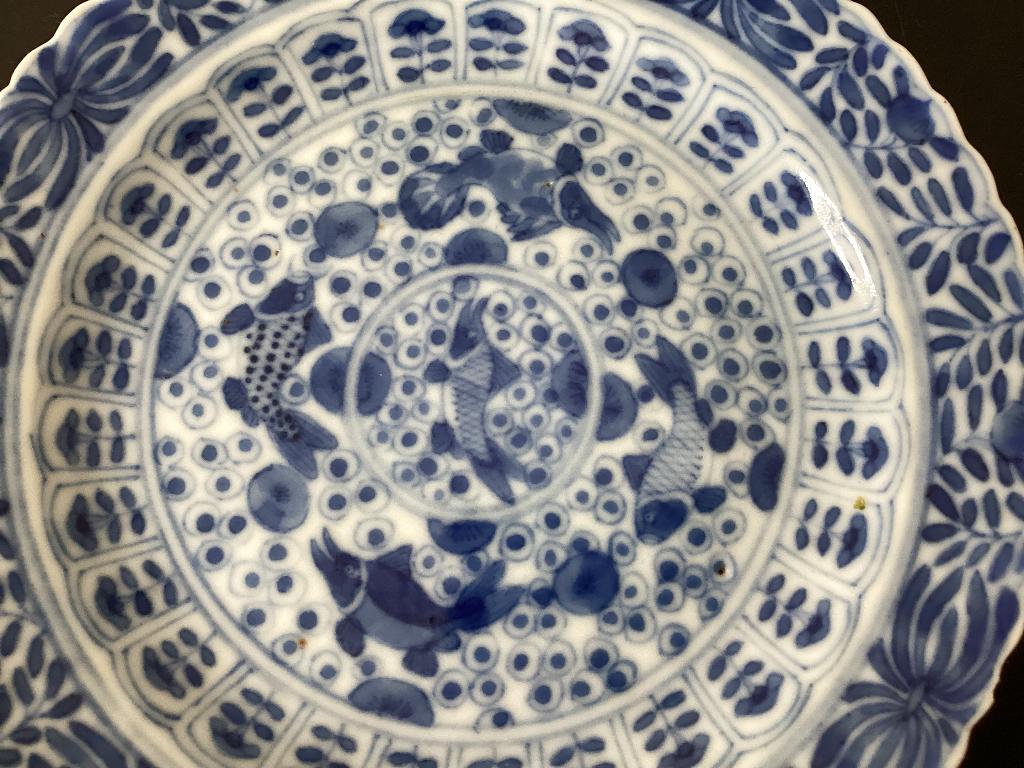 Oude Vintage Chinese Oosterse Blauwwitte Schotel Blauw Wit, Ophalen