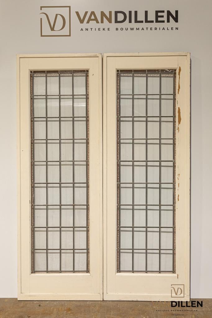 Mooie set ensuite / schuifdeuren glas in lood 215x150, Ophalen, Gebruikt, 120 cm of meer, Binnendeur