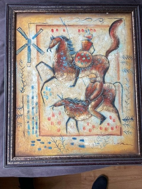 Modern schilderij Don Quichote, Ophalen