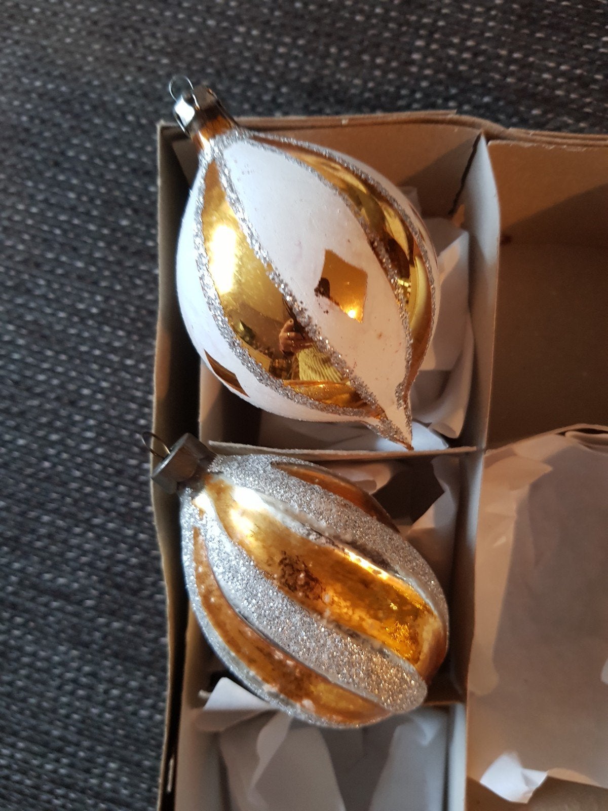 oude Russische kerstballen ornamenten goud groot model, Ophalen of Verzenden, Zo goed als nieuw