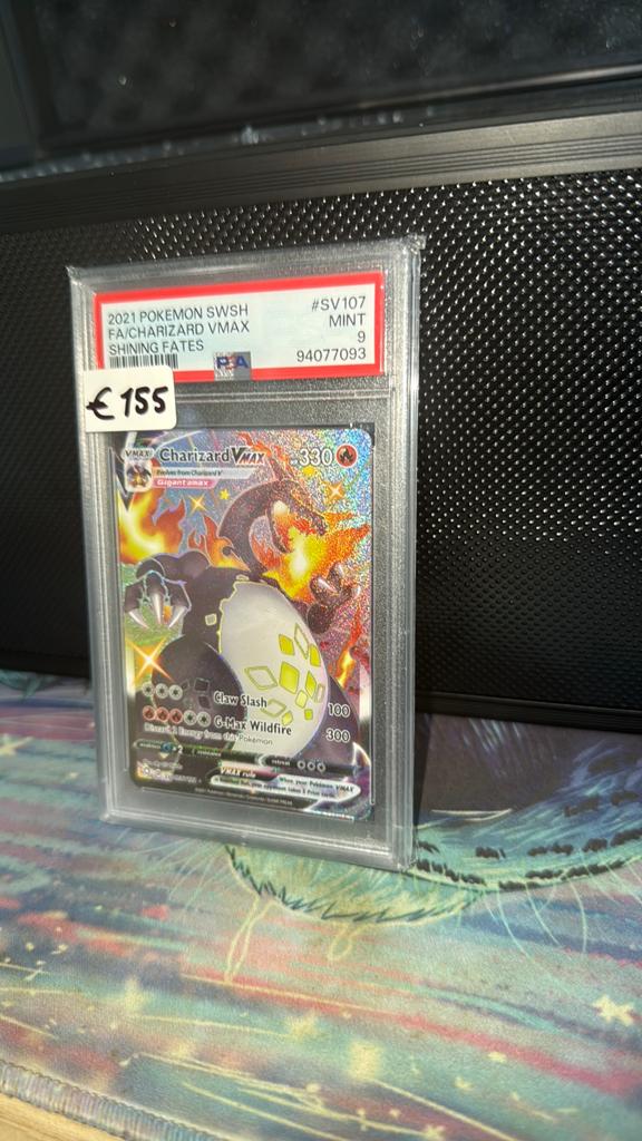Charizard vmax sv107 psa 9, Ophalen of Verzenden, Zo goed als nieuw