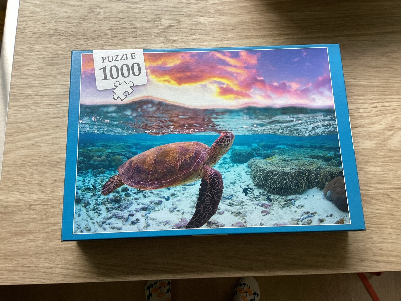 Leuke puzzel met zeeschildpad - 1000 stukjes, Ophalen of Verzenden, 500 t/m 1500 stukjes, Zo goed als nieuw, Legpuzzel