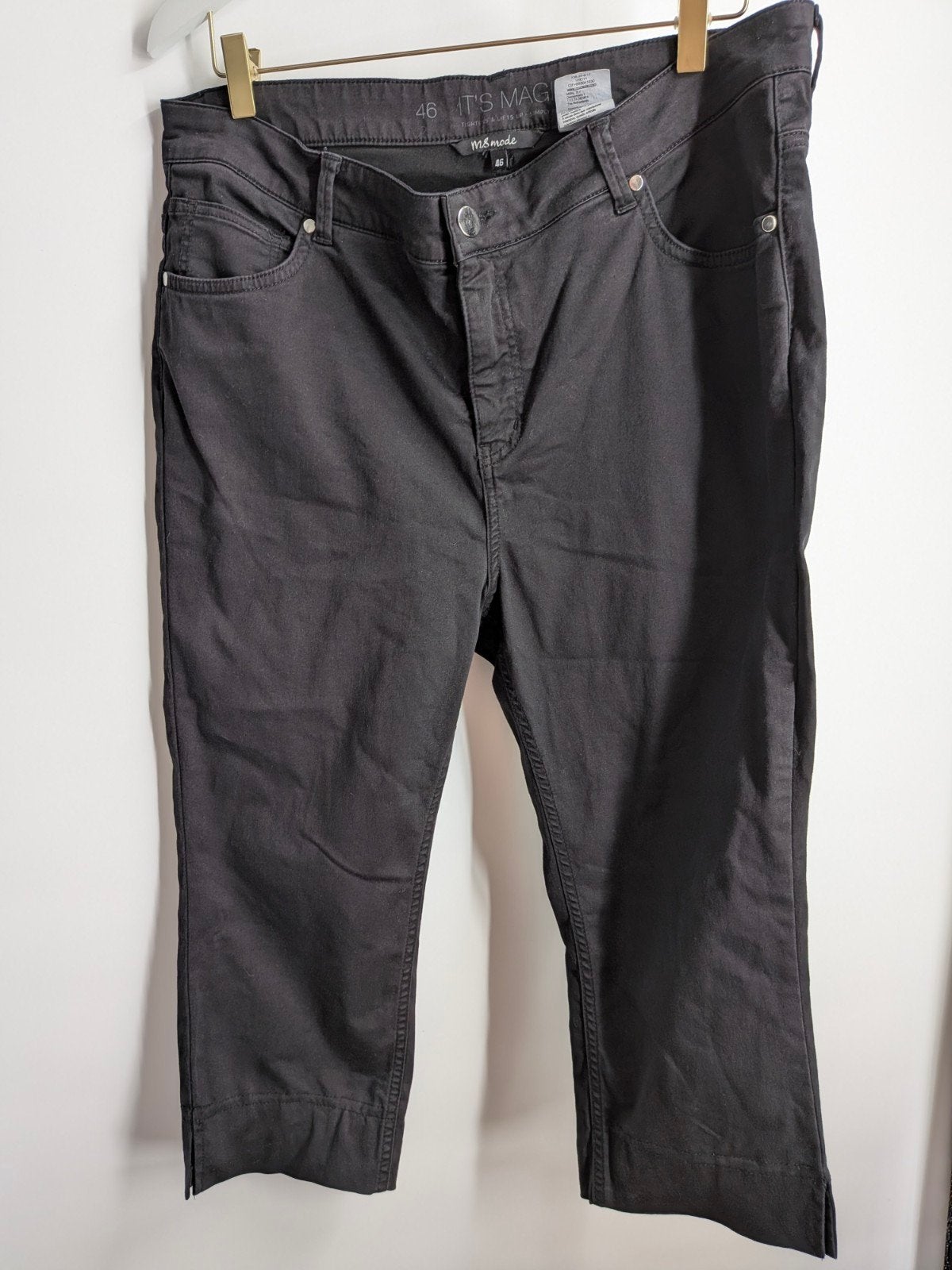 MS mode zwarte Capri maat 46 (2982*), Kleding | Dames, Broeken en Pantalons, Zo goed als nieuw, Maat 46/48 (XL) of groter, Zwart