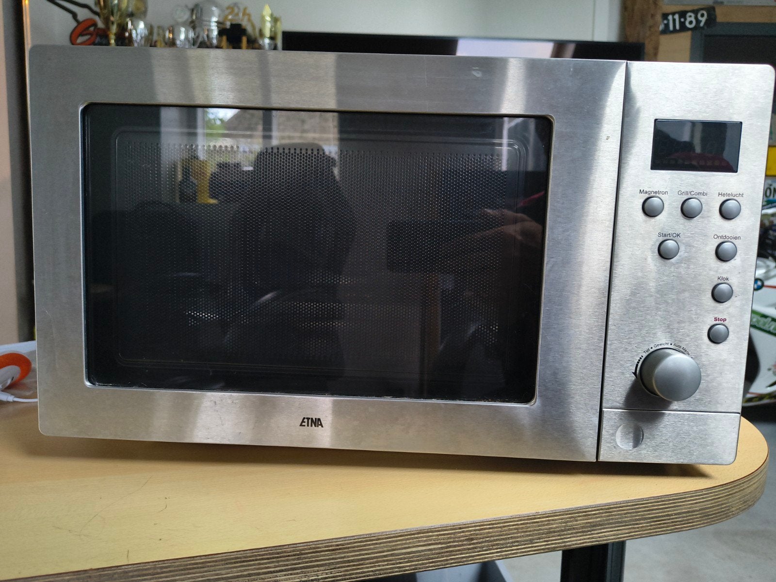 Etna RVS Combi Oven Magnetron en Grill, Witgoed en Apparatuur, Ophalen, Combimagnetron, Gebruikt, 60 cm of meer