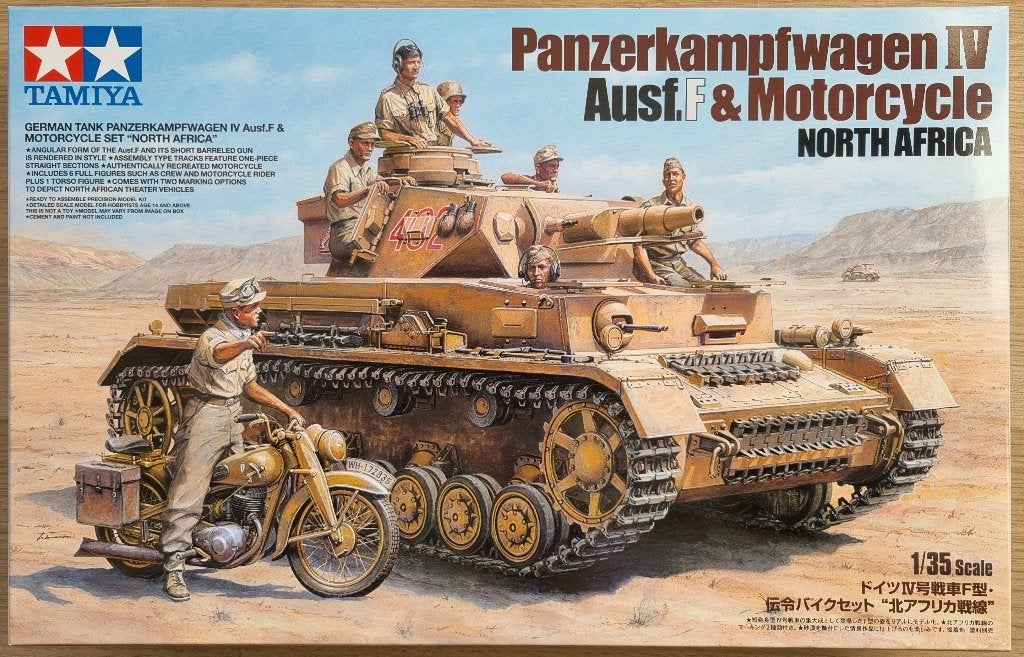 Tamiya 25208 1:35 WWII German Pz.Kpfw.IV Ausf.F North Africa, Hobby en Vrije tijd, Modelbouw | Auto's en Voertuigen, Tank, 1:32 tot 1:50