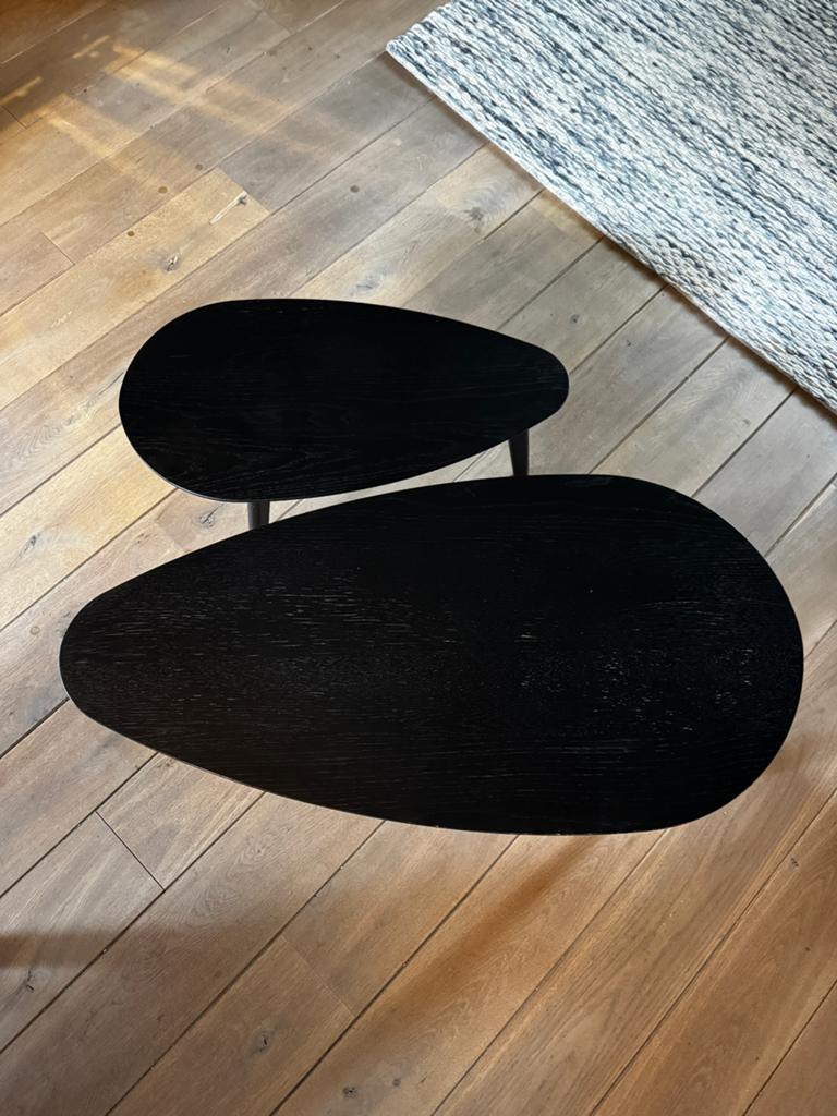 Twee zwarte bijzettafeltjes, Ophalen, Minder dan 45 cm, Zo goed als nieuw, 75 cm of meer