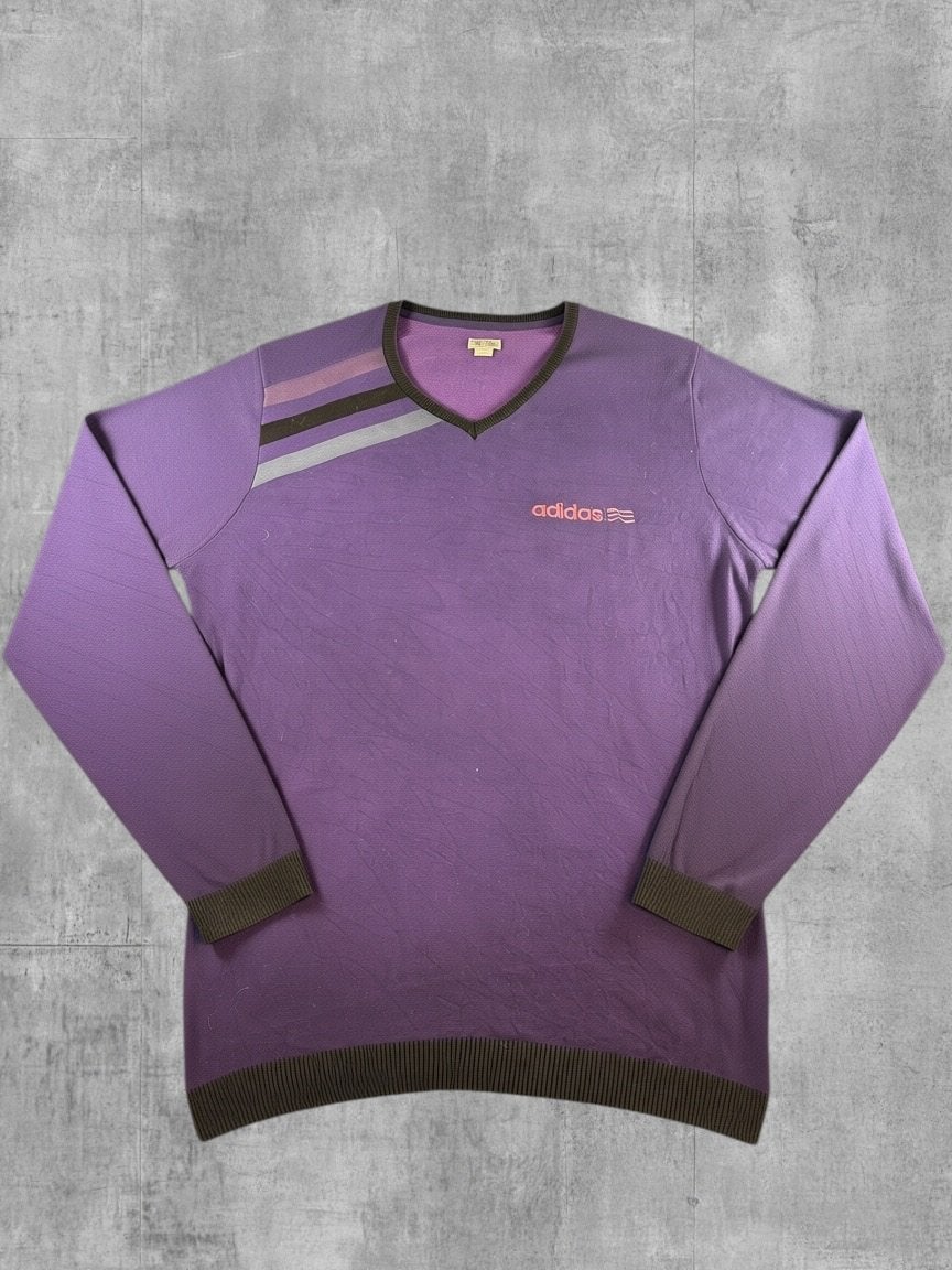 adidas trui paars heren maat XL v-hals v-neck sweater, Verzenden, Zo goed als nieuw, Maat 56/58 (XL), Paars