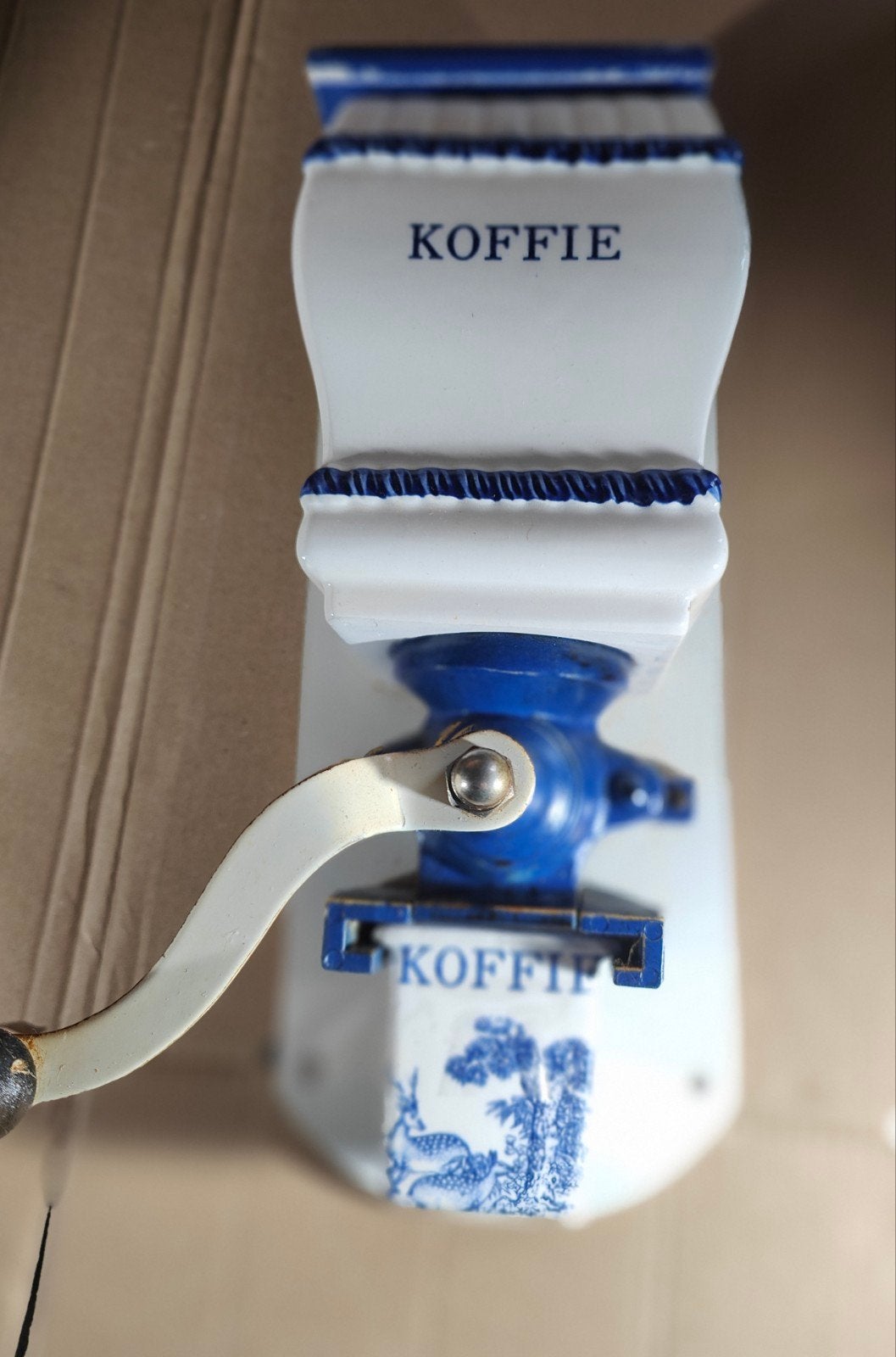 Antieke Wandkoffiemolen - Delfts Blauw Stijl, Ophalen of Verzenden