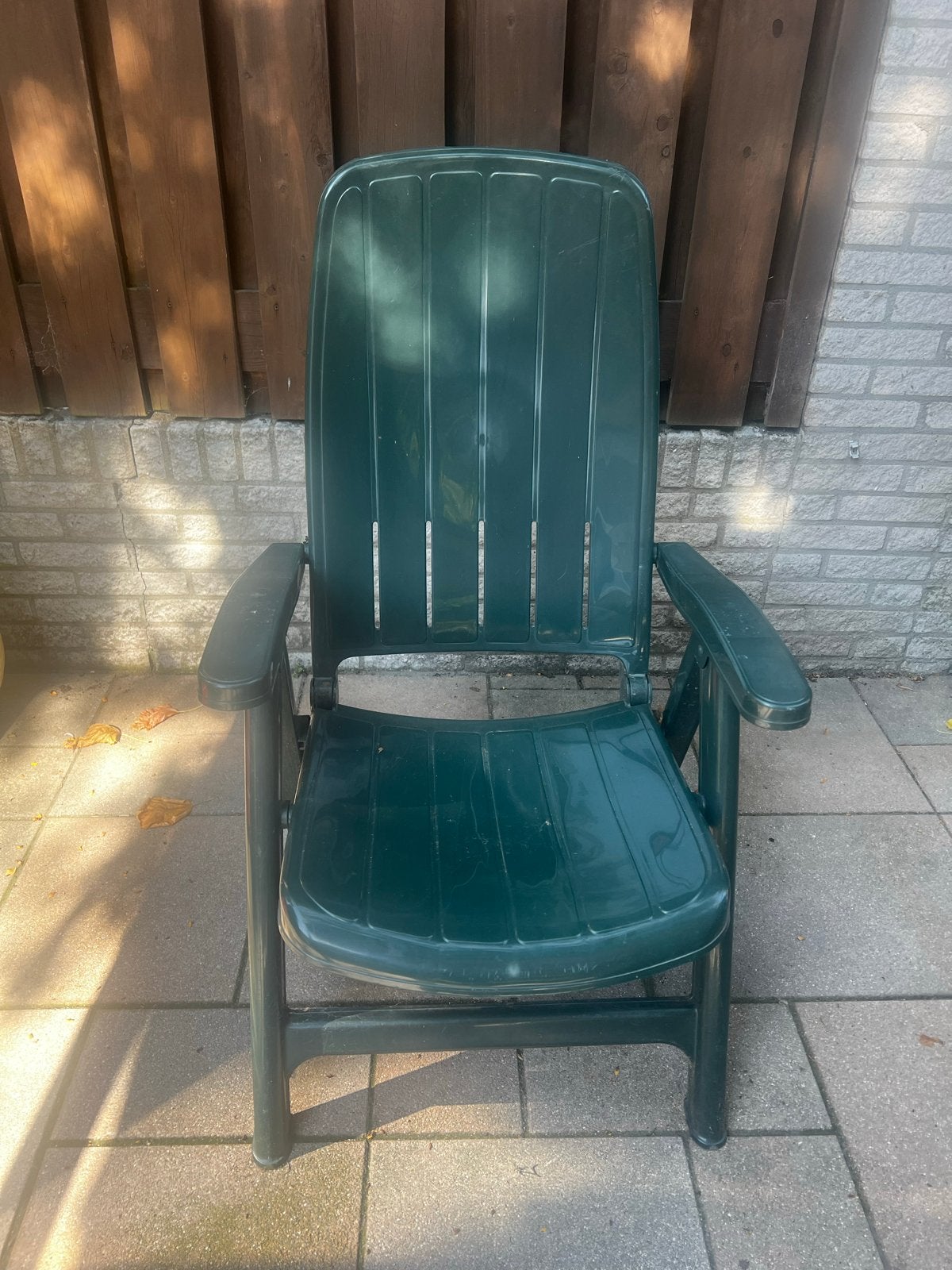 4x Groene kunststof tuinstoelen, inklapbaar, Ophalen, Gebruikt, Kunststof, Inklapbaar