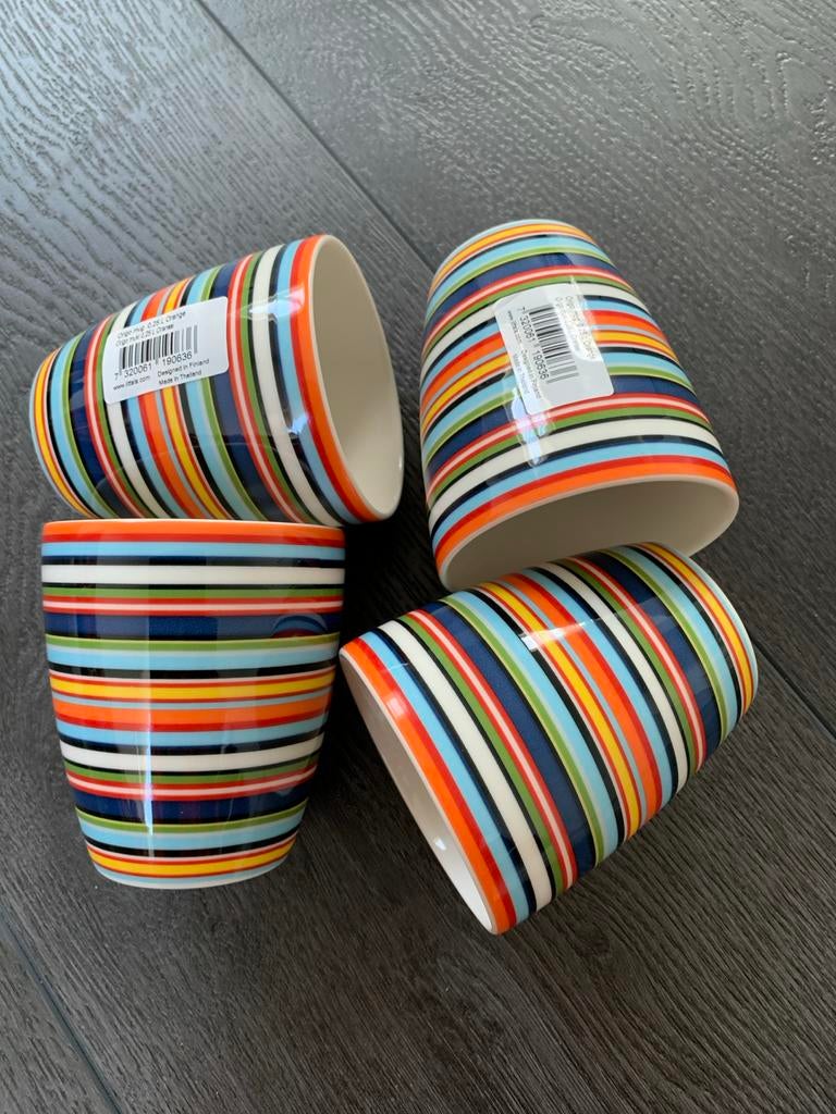 Iittala Origo orange mok 4x 0,25L van €92 nu €65 NIEUW, Huis en Inrichting, Keuken | Servies, Overige materialen, Nieuw, Ophalen of Verzenden