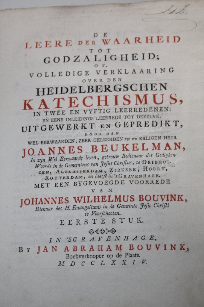 Johannes Beukelman - Verkl. Heid. Cat. deel 1 (1774), Ophalen of Verzenden