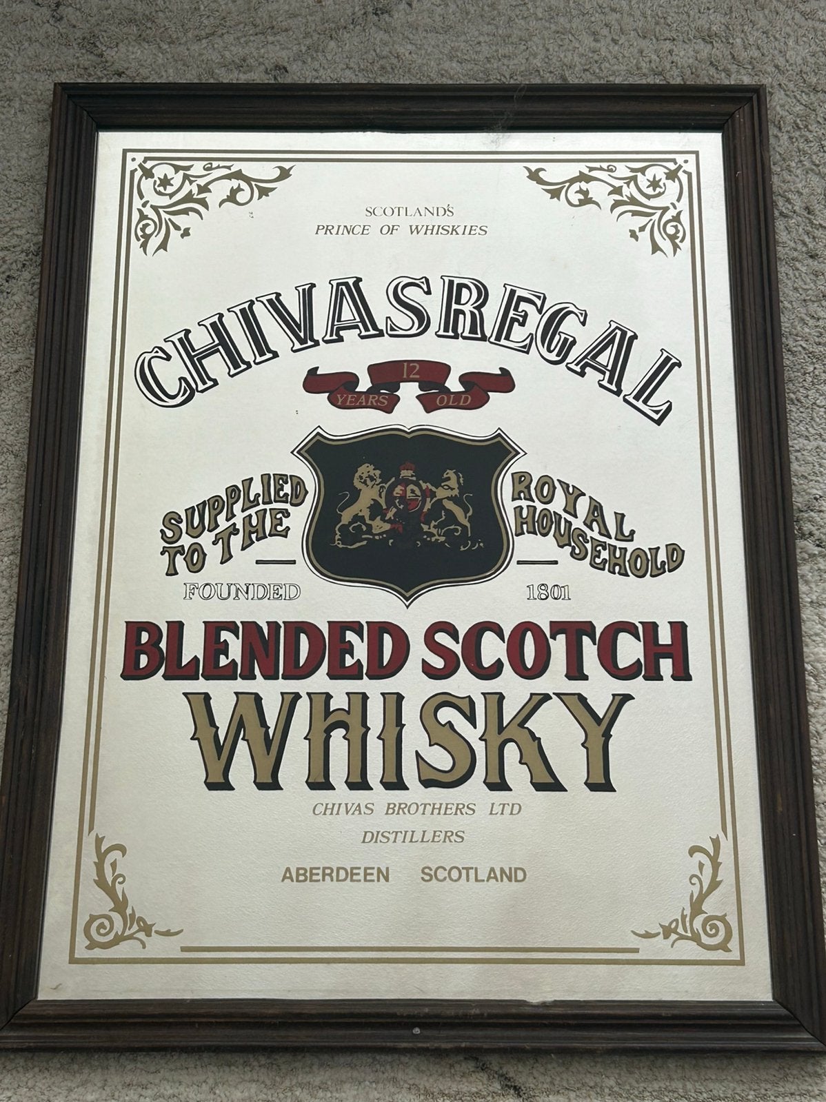 Chivas Regal spiegel, Antiek en Kunst, Ophalen, Rechthoekig, 50 tot 100 cm, Minder dan 100 cm
