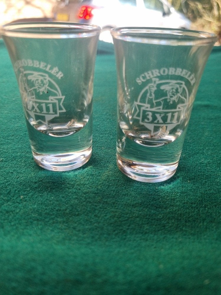 shot glazen schrobbeler 2x, Verzamelen, Glas en Borrelglaasjes, Ophalen of Verzenden, 'T Olde Gre-j, Info@toldegrej.nl, Endepoelstraat 20f Didam
