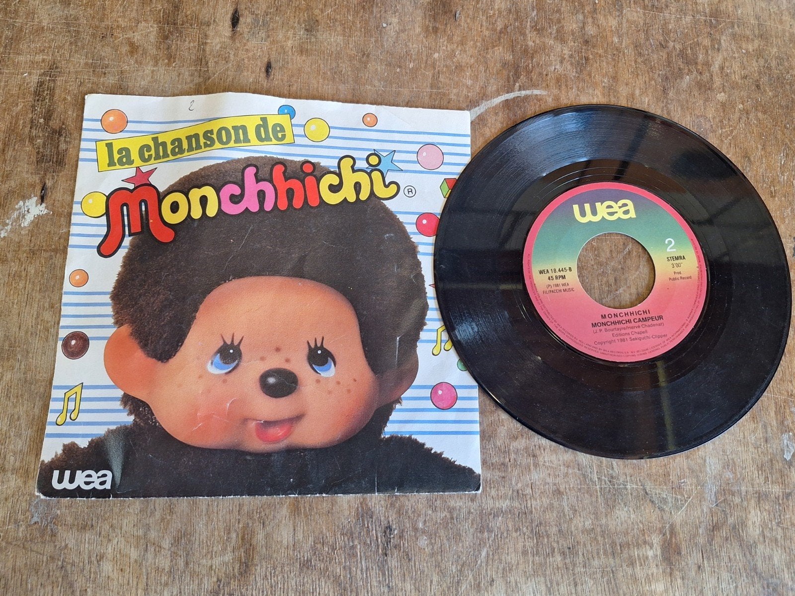 Monchhichi - La Chanson de Monchhichi Single (1981), Gebruikt, Fotohoes, Ophalen of Verzenden, Kinderen en Jeugd