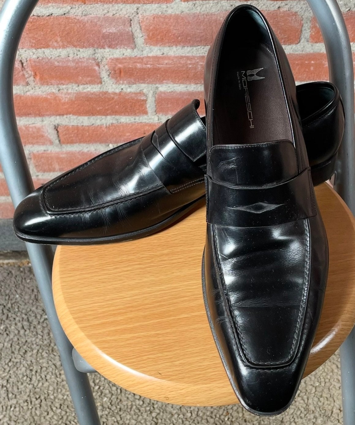 Moreschi Sofia Loafers Zwart Leer Maat 44,5/ 45 (EU 10.5), Loafers, Zwart, Ophalen of Verzenden, Gedragen
