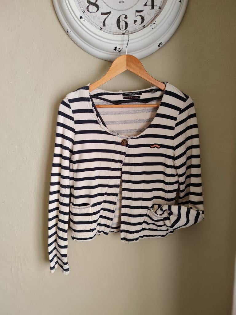 Maison Scotch marine jasje M, Ophalen of Verzenden, Zo goed als nieuw, Blauw, Korte mouw