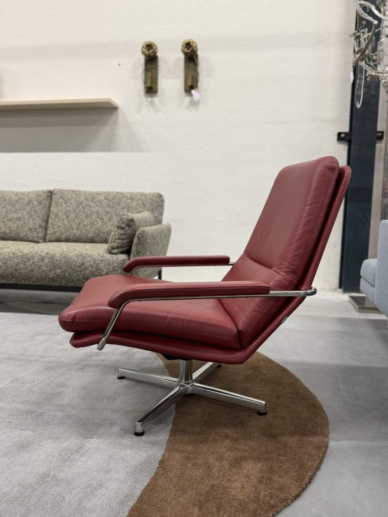 Gelderland 400 fautueil rood leer Design stoel, Ophalen of Verzenden, Zo goed als nieuw, Info@gelderlanddesign.com, Gelderland