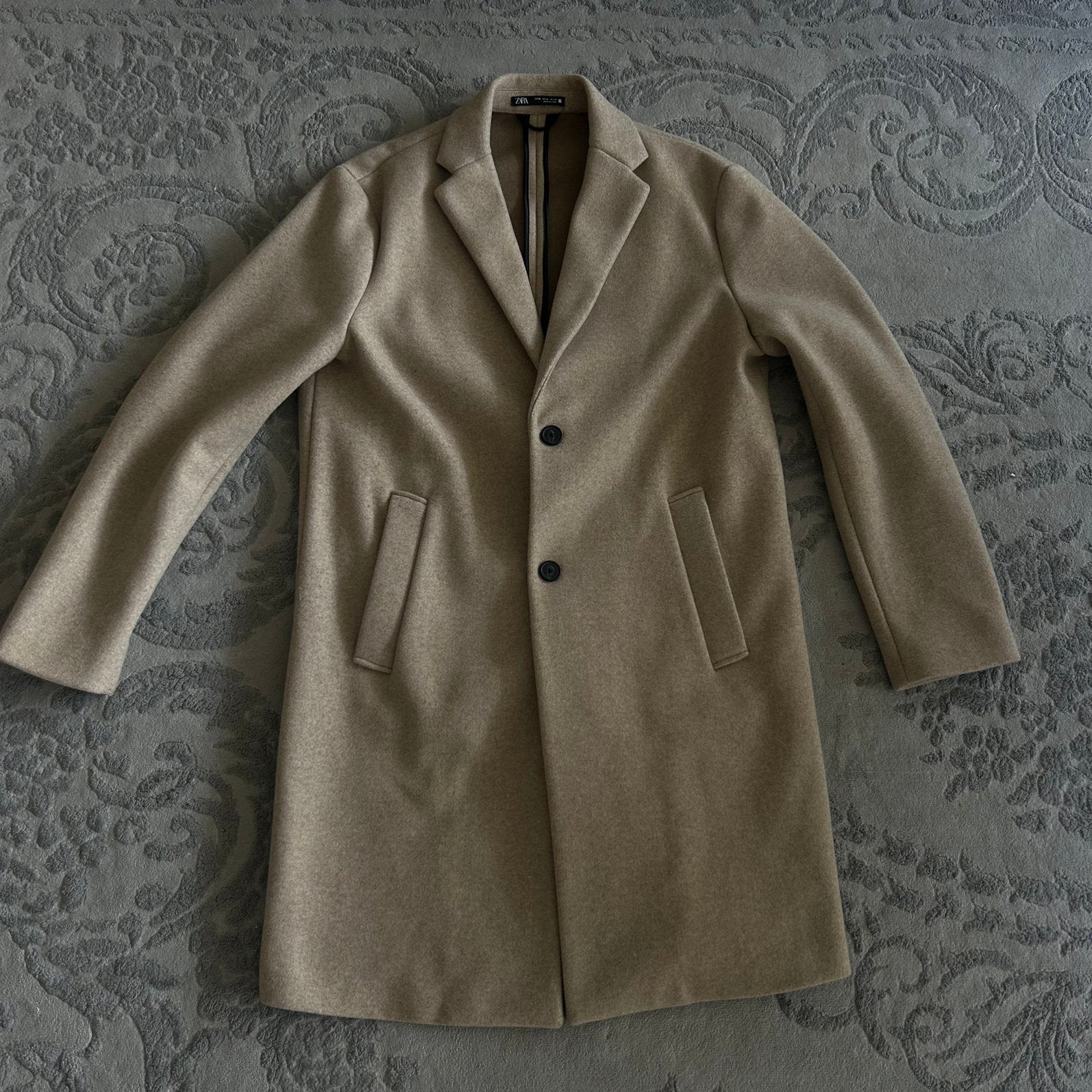 Lange zara mannen jas, Ophalen of Verzenden, Zo goed als nieuw, Maat 48/50 (M), Beige