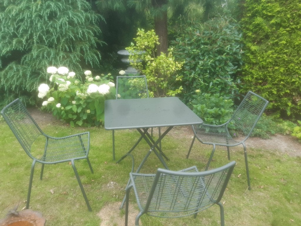 Gietijzeren/metalen tuinset - stapel-en inklapbaar, Tuin en Terras, Ophalen, Zo goed als nieuw, Tuinset, Eettafel