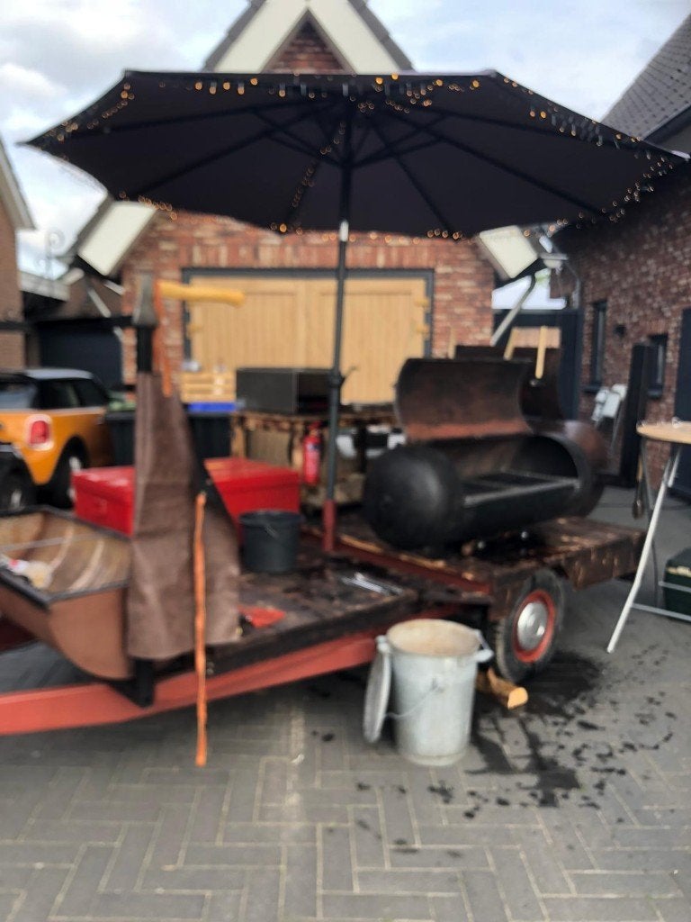 Unieke BBQ Aanhangwagen, Ophalen of Verzenden, Zo goed als nieuw, BBQ