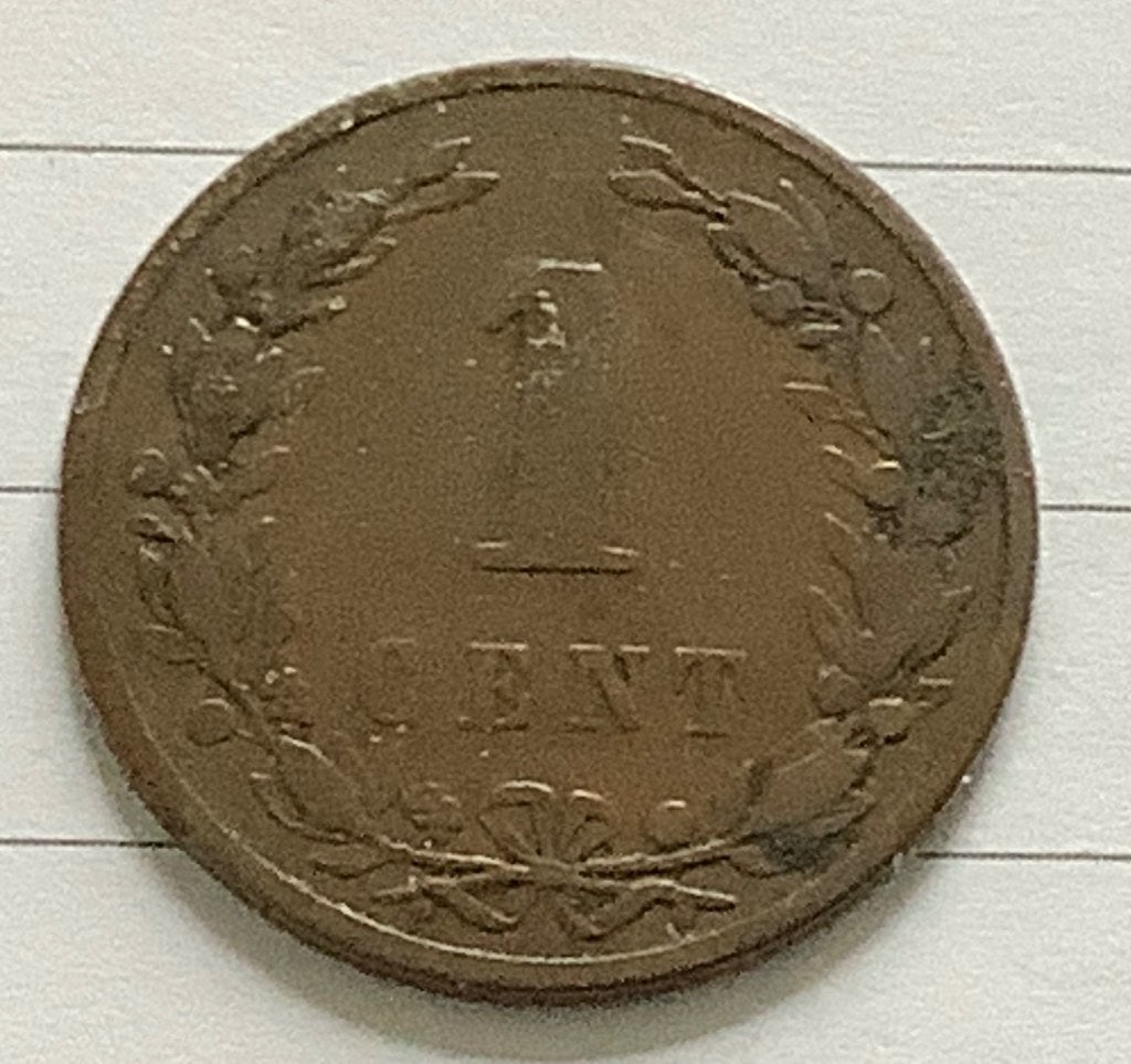 1 cent van brons uit 1898 kroningsjaar Wilhelmina, Ophalen of Verzenden, Koningin Wilhelmina, 1 cent, Losse munt