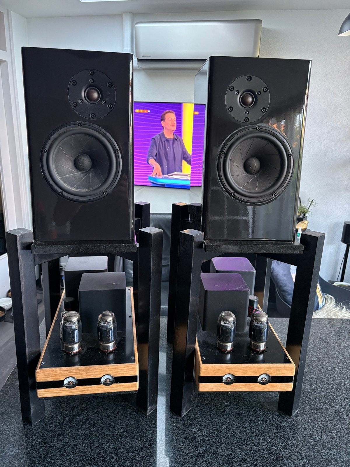 2x mono bill 2x reference monitor SE luidsprekers, Ophalen, Versterker
