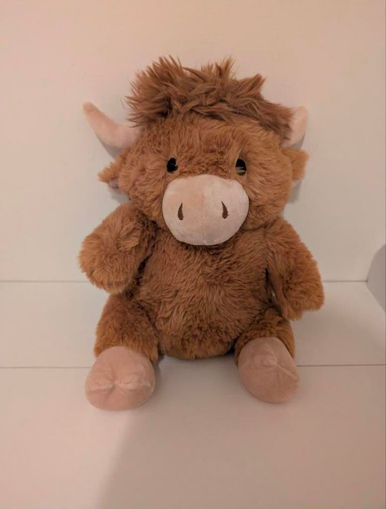 Koe stier bruin met horens nieuw verzwaringsknuffel 1700 gr, Linciez, Overige typen, Nieuw, Ophalen of Verzenden