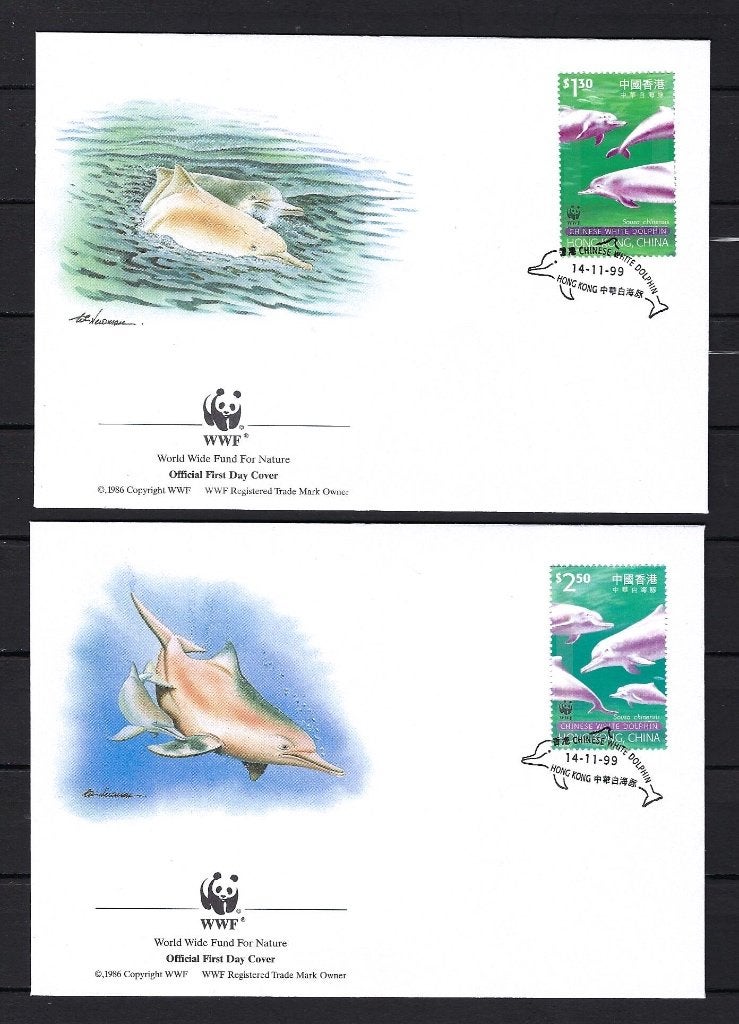 WWF Hong Kong, China 4x FDC Mi. 919/922 (dolfijnen), Ophalen of Verzenden, Dier of Natuur