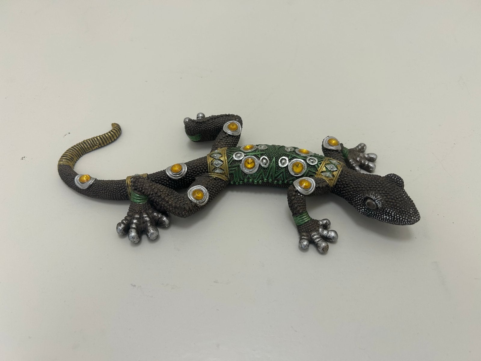 Decoratieve gekko beeldje met glimmende details, Ophalen, Zo goed als nieuw, Reptiel of Amfibie, Beeldje of Figuurtje