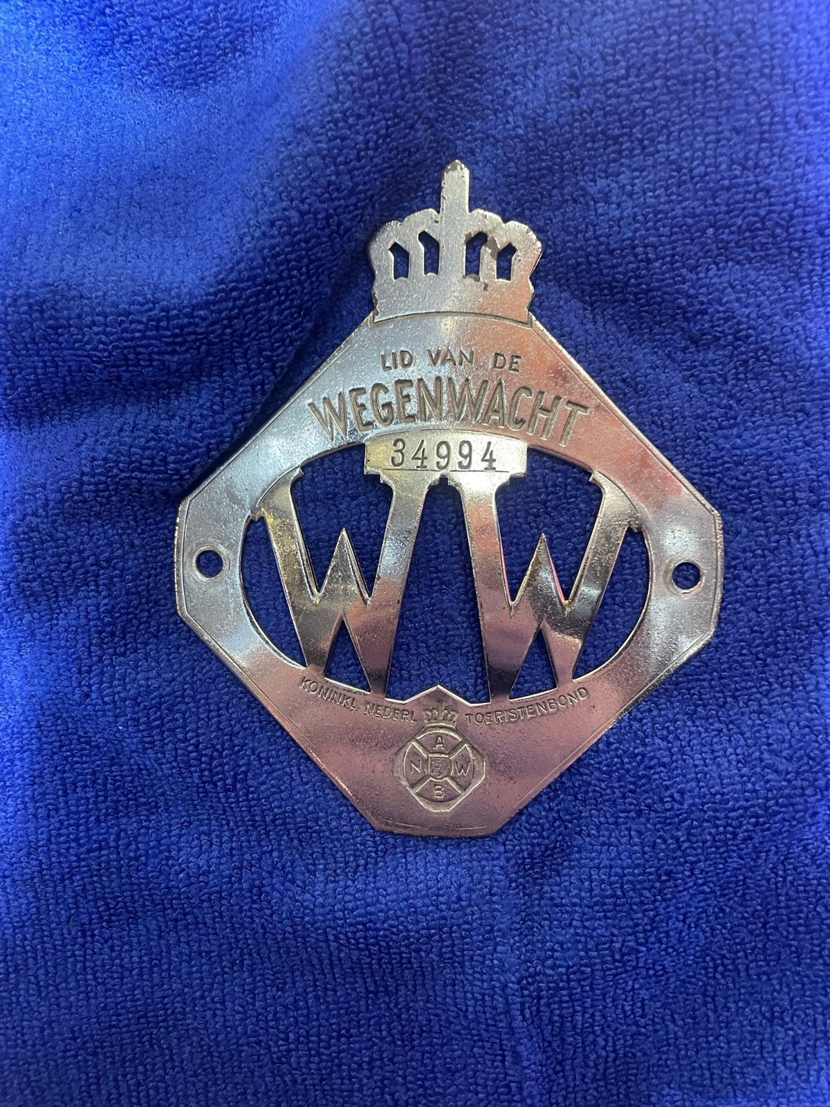 Vintage Wegenwacht WW Auto Badge - Lid van de Wegenwacht, Ophalen of Verzenden, Gebruikt, Auto's
