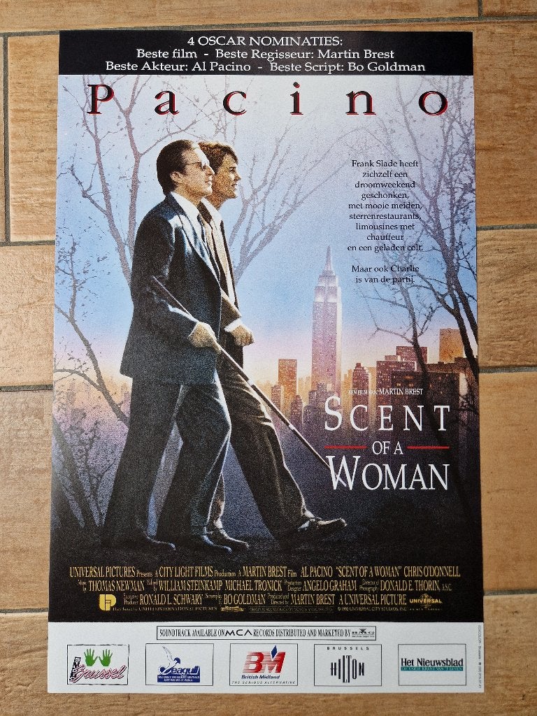 filmaffiche Al Pacino Scent of a Woman 1992 filmposter, Rechthoekig Staand, Ophalen of Verzenden, Zo goed als nieuw, A1 t/m A3