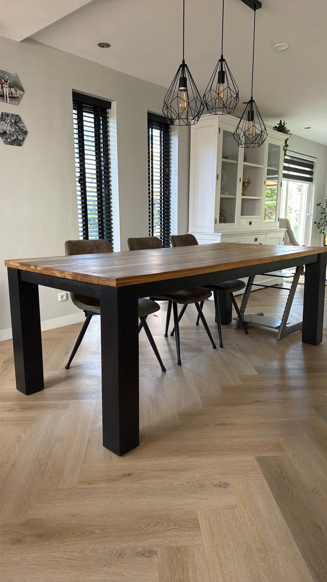Massief eiken eettafel, Ophalen, Eikenhout, 200 cm of meer, 50 tot 100 cm