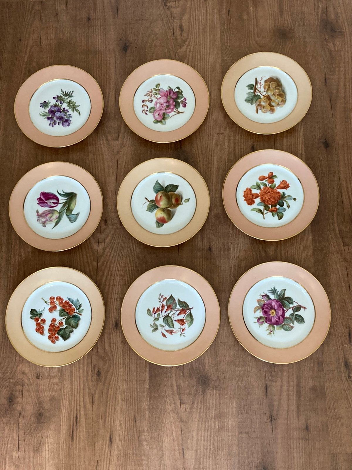 9 antieke Ed. Honoré Parijs porselein dessertborden ca. 1850