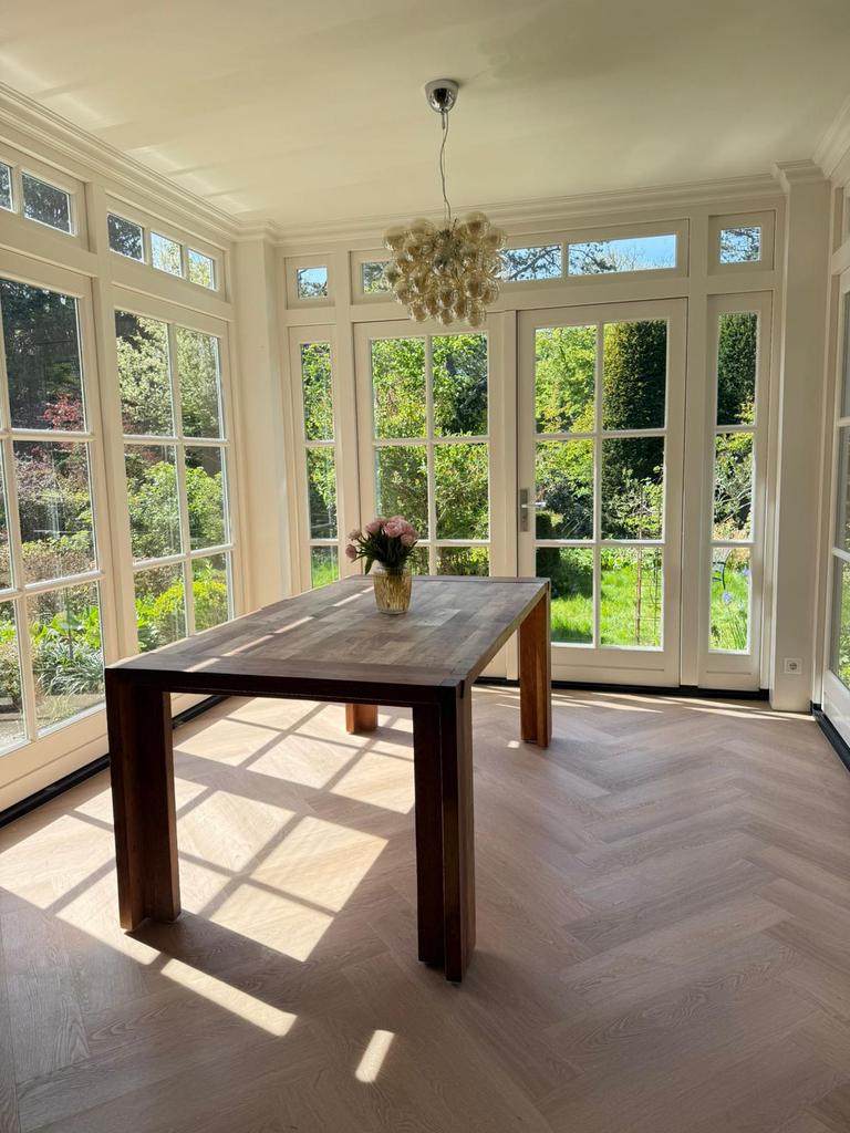 Rustieke massief houten eettafel 190x100cm, Huis en Inrichting, Tafels | Eettafels, Ophalen, Gebruikt, 100 tot 150 cm, Rustiek