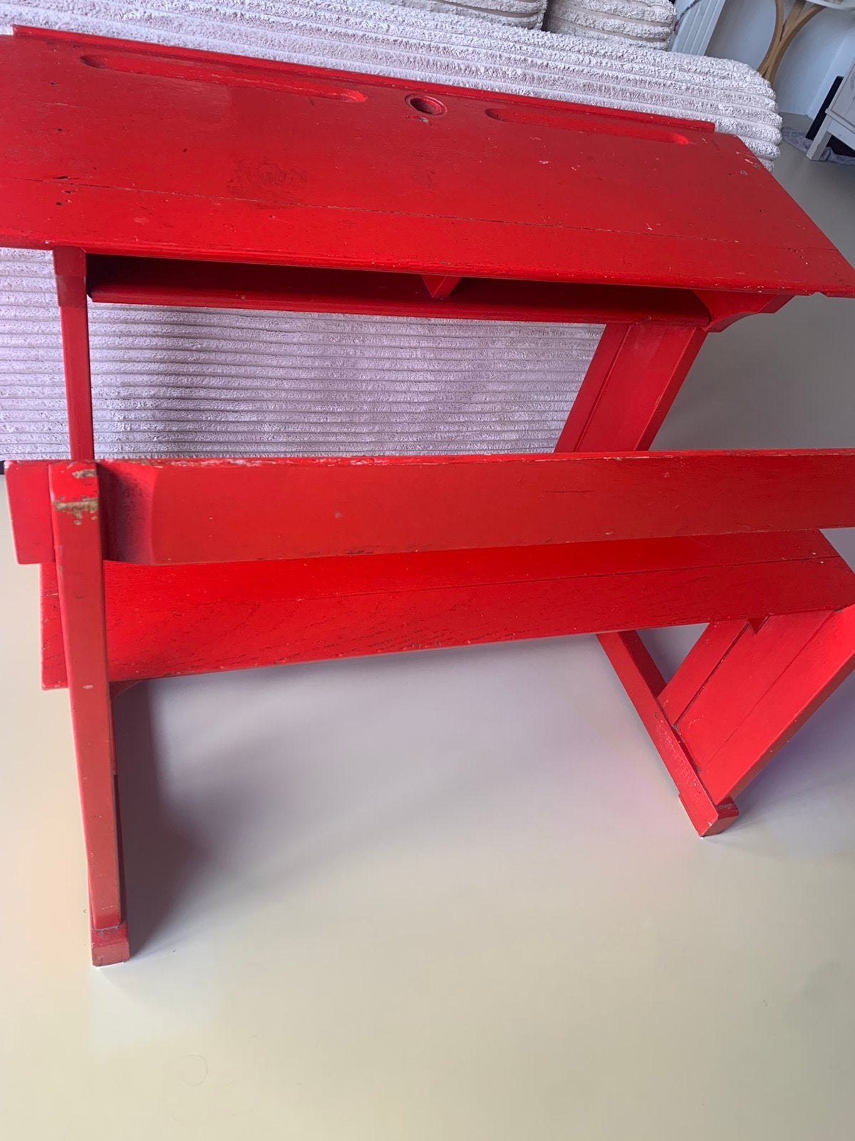 Vintage Lessenaar 2 personen leer en speel tafel, Ophalen, Gebruikt, Hout, Schoolbureau