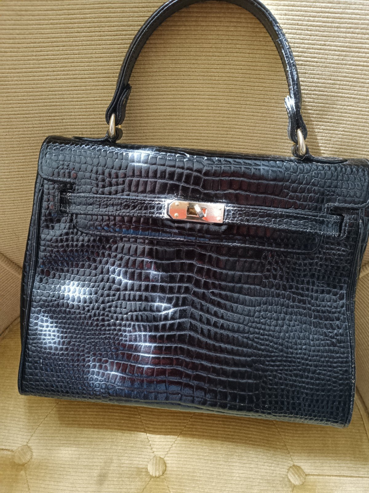 BUTI ITALY Lakleren Handtas in Hermes Stijl, Ophalen of Verzenden, Zwart, Handtas
