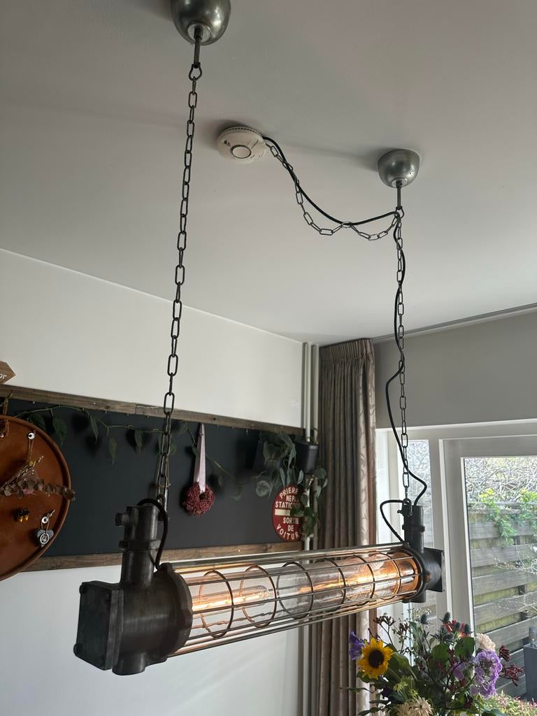 Industriële hanglamp vt wonen 85 cm, Ophalen, Zo goed als nieuw, Metaal, 75 cm of meer