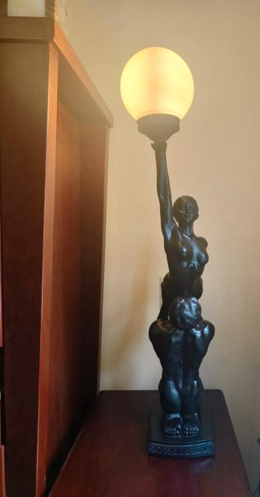 Prachtige Art Deco Stijl Tafellamp – "Nude Dancing Couple", Ophalen of Verzenden