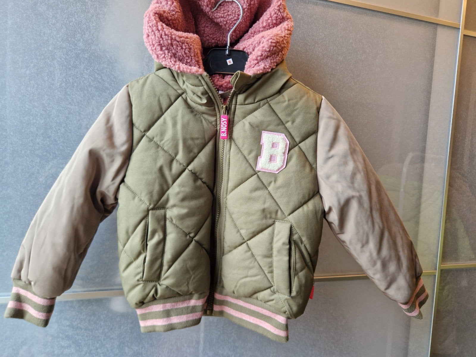NIEUW B.Nosy Meisjes Winterjas Maat 104 Groen Roze Teddy, Kinderen en Baby's, B.Nosy, Meisje, Nieuw, Ophalen of Verzenden