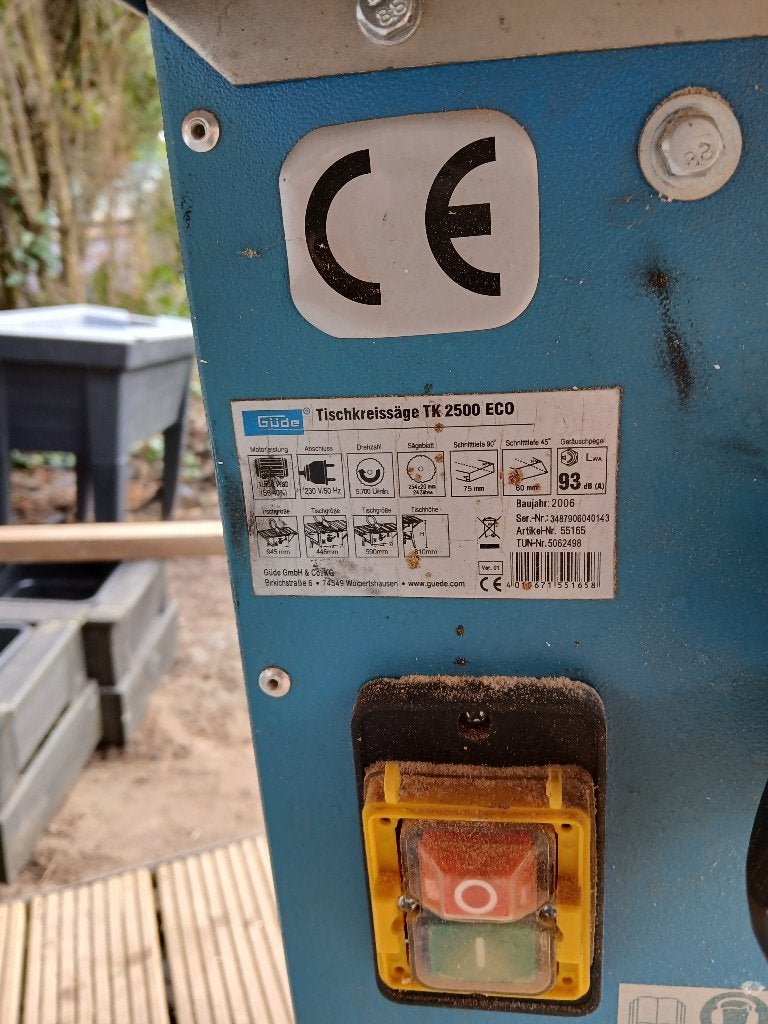 Güde TK 2500 ECO Tafelcirkelzaag - Geen geleider, Ophalen, Gebruikt, Cirkelzaag, 70 mm of meer
