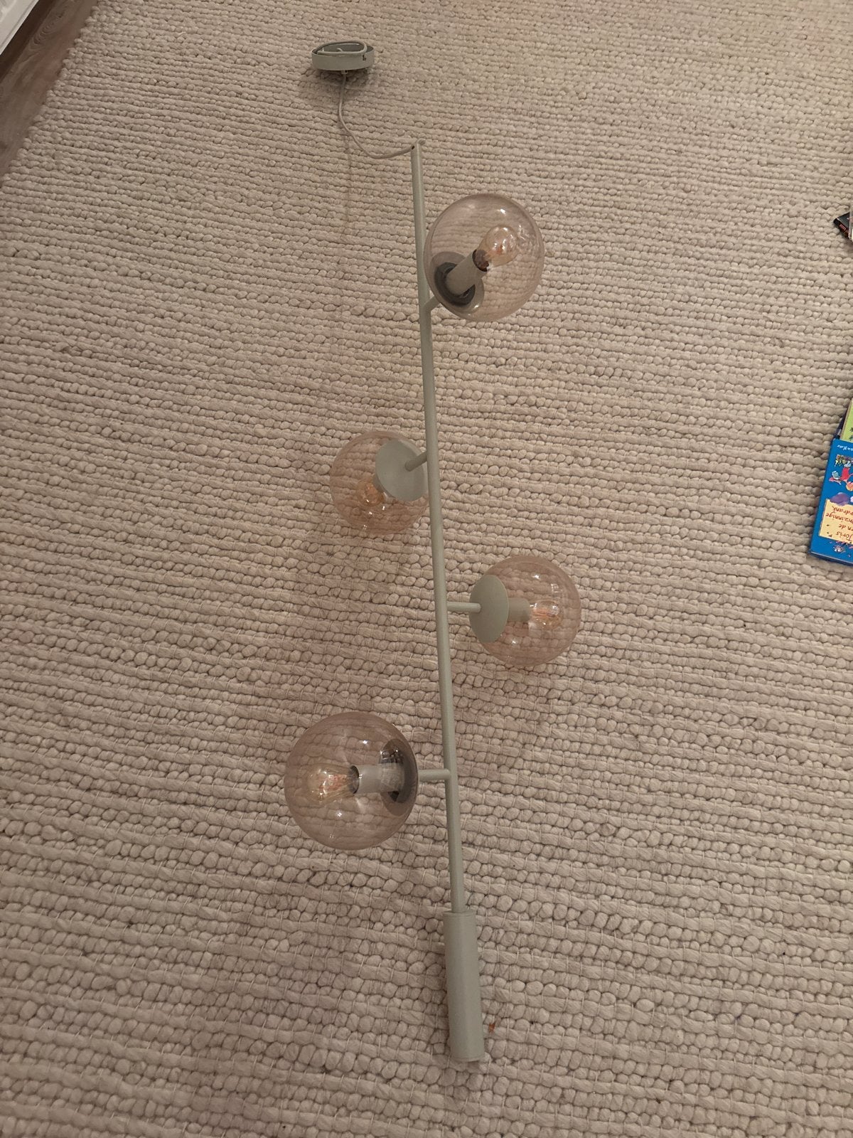 Bolia Hanglamp met 4 glazen bollen, Ophalen, Zo goed als nieuw, Metaal, E14 (klein)