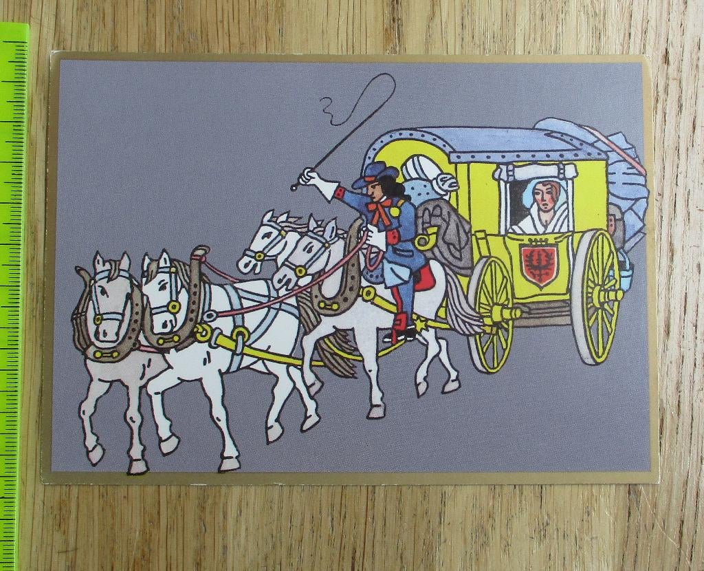 Ansichtkaart Duitse post 500jaar postkoets paarden 1990, Ophalen of Verzenden, Zo goed als nieuw