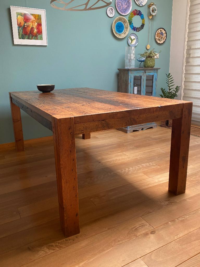 Eetkamertafel massief hout, Ophalen, 50 tot 100 cm, Zo goed als nieuw, 150 tot 200 cm