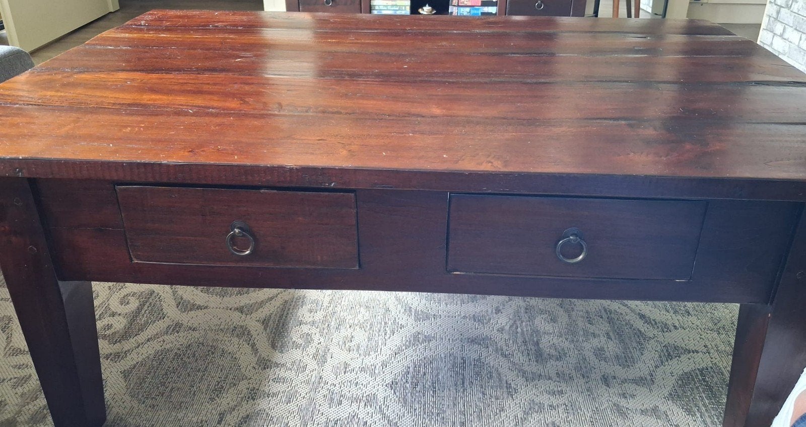 GRATIS Teakhouten salontafel, Huis en Inrichting, Gebruikt, 100 tot 150 cm, Teakhout, Minder dan 50 cm