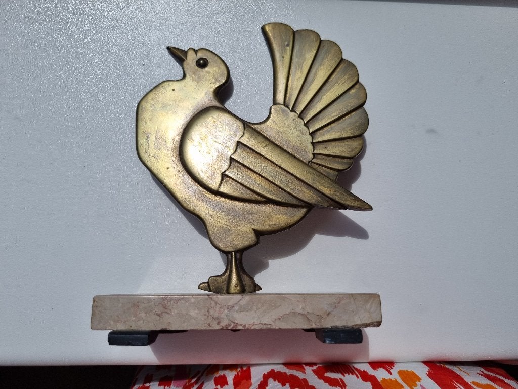 Art Deco bronzen beeldje van een duif, Ophalen of Verzenden