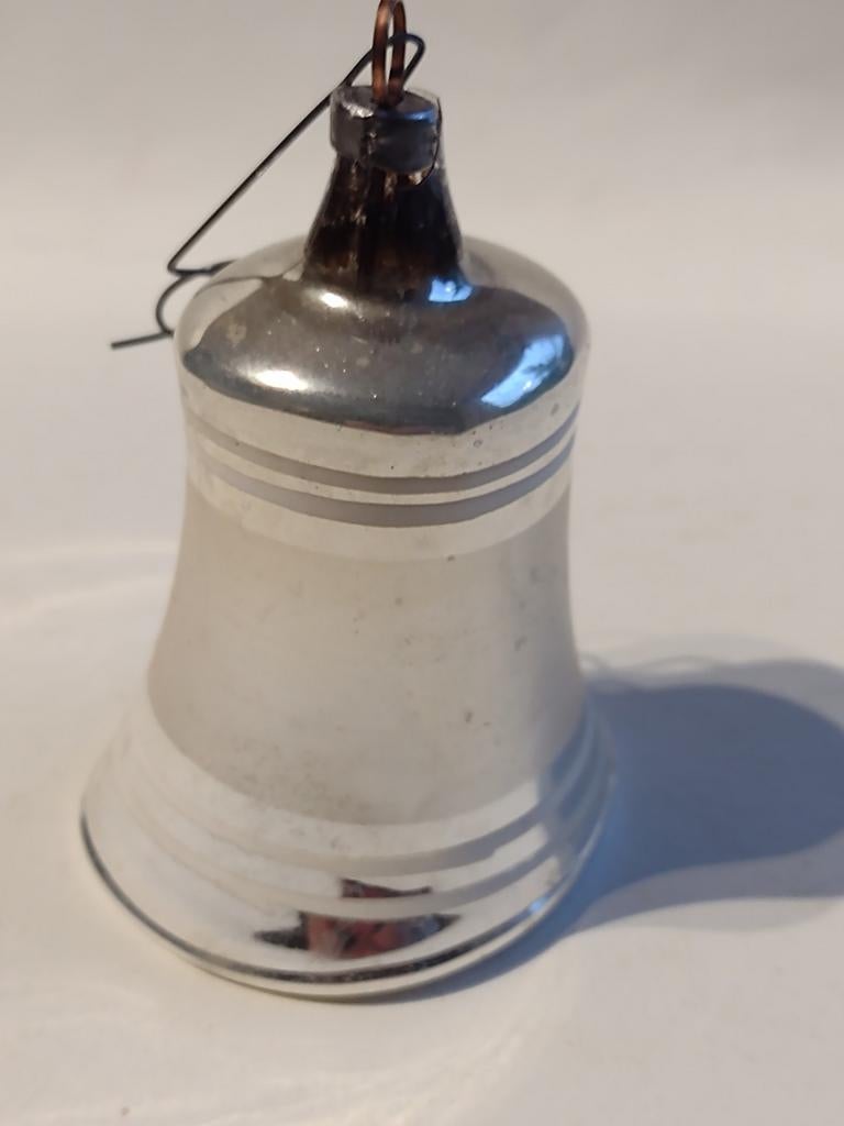 oude kerstbal klok zilver H 7,5 cm, Diversen, Kerst, Ophalen, Gebruikt