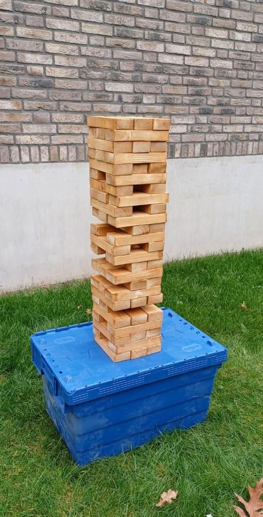 Verhuur van houten spellen 'Blokken stapelen' (Jenga), Hobby en Vrije tijd, Ophalen, Gebruikt, Overige