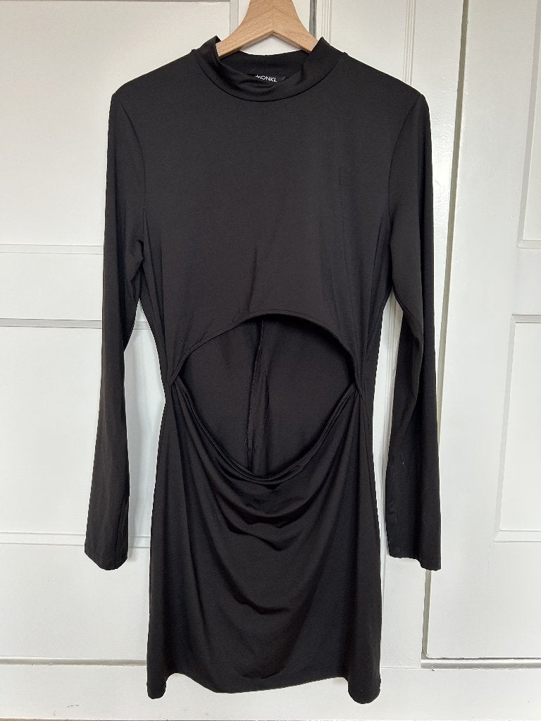Stretchstof jurk Monki - mt L, Kleding | Dames, Jurken, Zwart, Maat 42/44 (L), Ophalen of Verzenden, Zo goed als nieuw