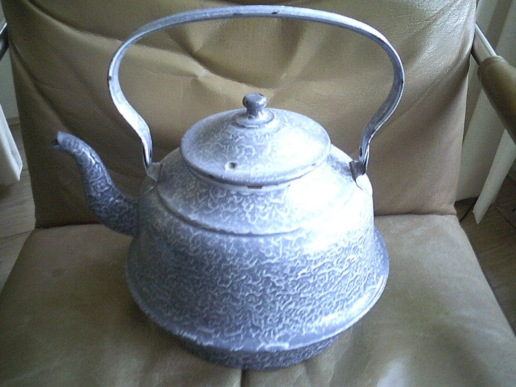 Grote grijsgewolkte emaille ketel, Ophalen of Verzenden