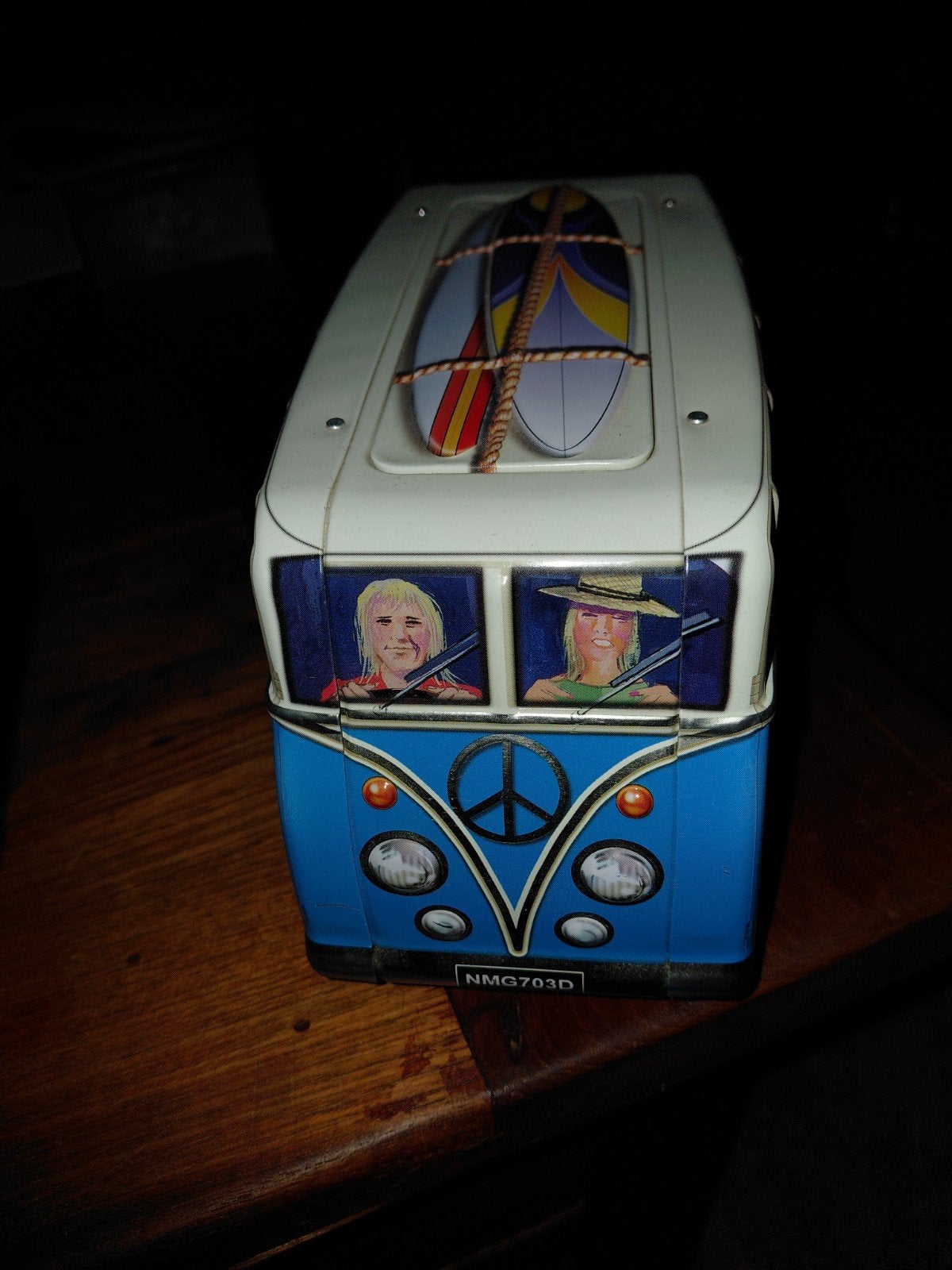 Vintage Volkswagen Bus Blikken Trommel met Surfplank, Ophalen of Verzenden, Gebruikt